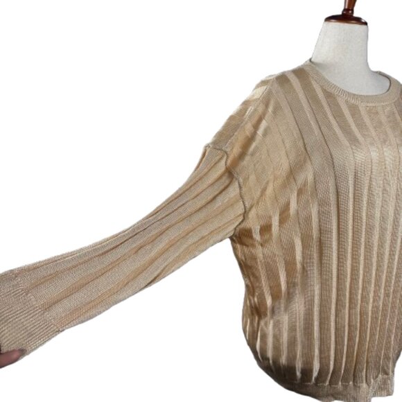 Free People Next Level Tunic in Marzipan Champagne Gold Oversized Sweater (SZ L) - Picture 9 of 16